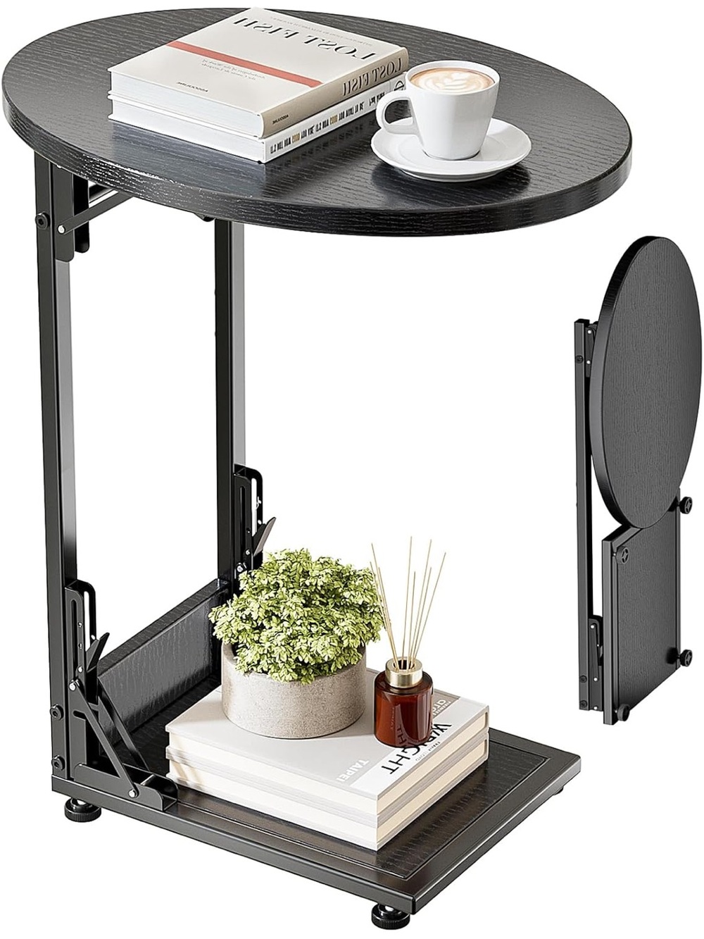 Black Folding Side Table